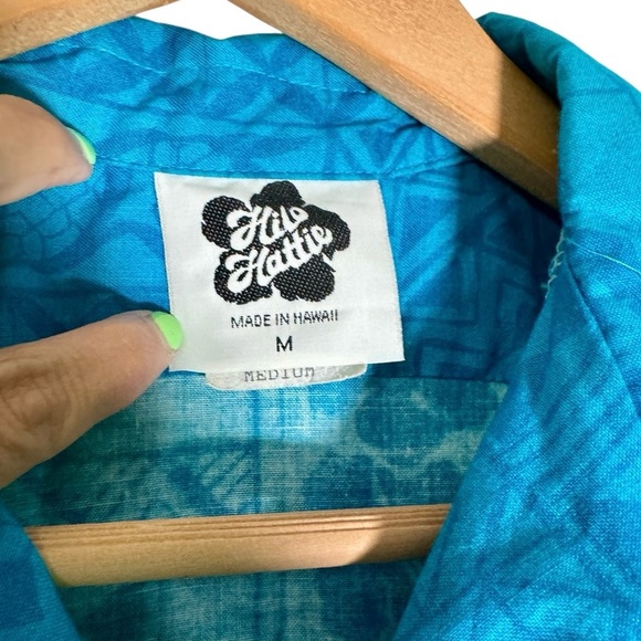 Vintage Hilo Hattie Hawaiian Tropical Short Sleeve Shirt Blue Men’s Medium - Picture 2 of 4